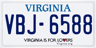 VA license plate VBJ6588