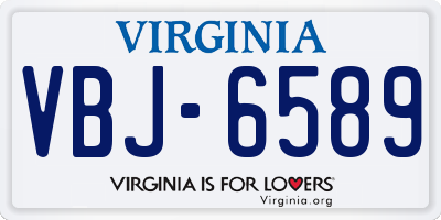 VA license plate VBJ6589
