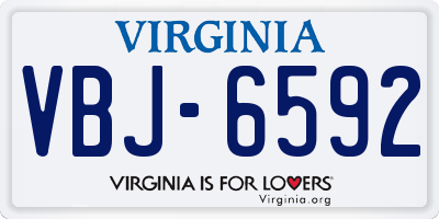 VA license plate VBJ6592