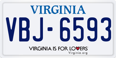VA license plate VBJ6593