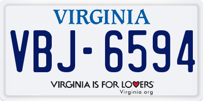 VA license plate VBJ6594