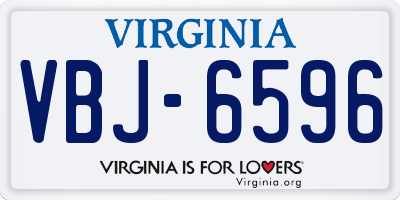 VA license plate VBJ6596