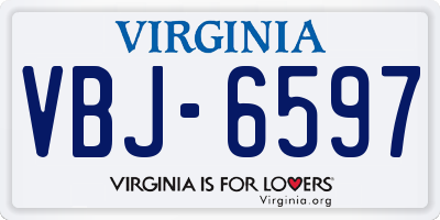 VA license plate VBJ6597