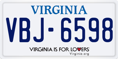 VA license plate VBJ6598