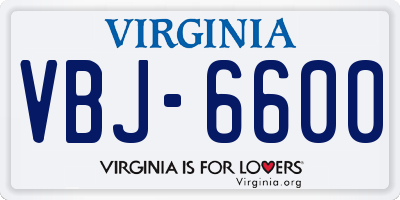 VA license plate VBJ6600