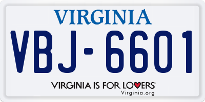 VA license plate VBJ6601