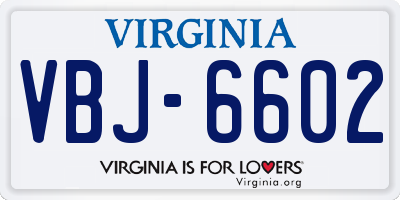 VA license plate VBJ6602