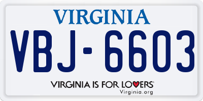 VA license plate VBJ6603