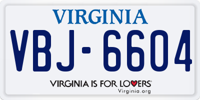 VA license plate VBJ6604