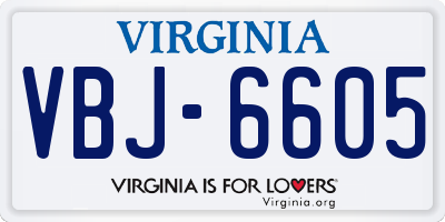 VA license plate VBJ6605