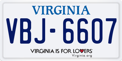 VA license plate VBJ6607