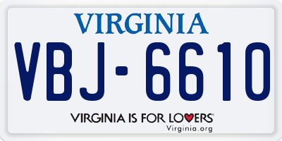 VA license plate VBJ6610