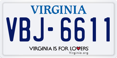 VA license plate VBJ6611