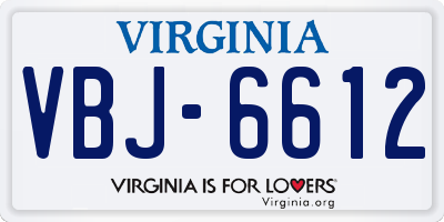 VA license plate VBJ6612