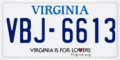 VA license plate VBJ6613