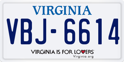 VA license plate VBJ6614