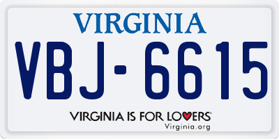 VA license plate VBJ6615