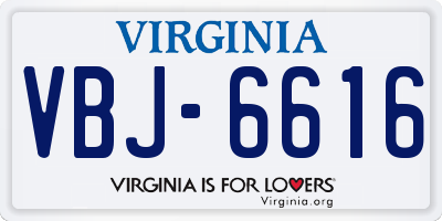 VA license plate VBJ6616