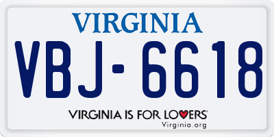 VA license plate VBJ6618