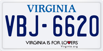 VA license plate VBJ6620