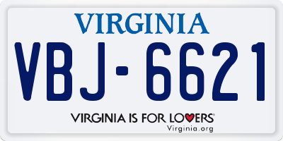 VA license plate VBJ6621