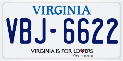 VA license plate VBJ6622