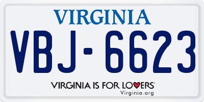 VA license plate VBJ6623