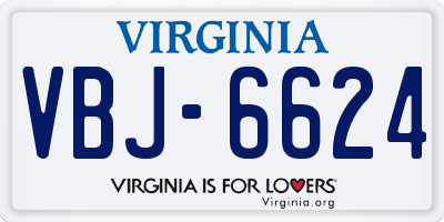 VA license plate VBJ6624