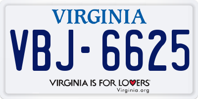 VA license plate VBJ6625