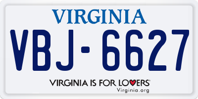 VA license plate VBJ6627