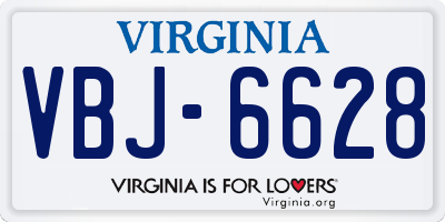 VA license plate VBJ6628