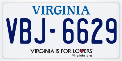 VA license plate VBJ6629