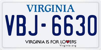 VA license plate VBJ6630