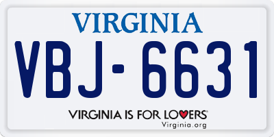 VA license plate VBJ6631