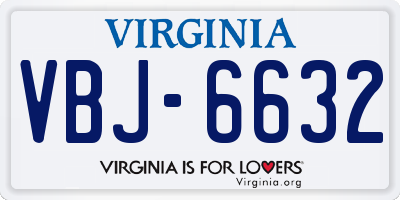 VA license plate VBJ6632