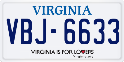 VA license plate VBJ6633