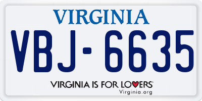 VA license plate VBJ6635