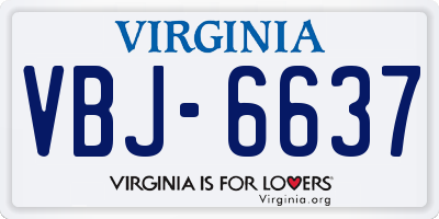 VA license plate VBJ6637