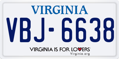 VA license plate VBJ6638