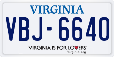 VA license plate VBJ6640