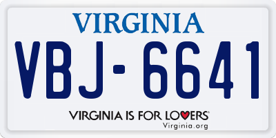 VA license plate VBJ6641
