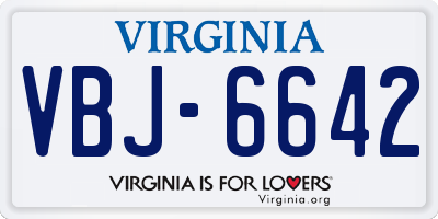 VA license plate VBJ6642