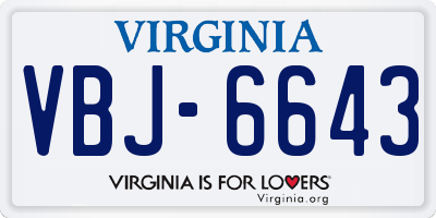 VA license plate VBJ6643
