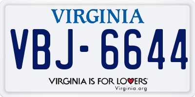 VA license plate VBJ6644