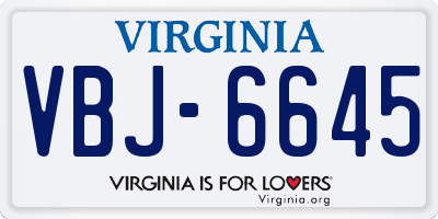VA license plate VBJ6645