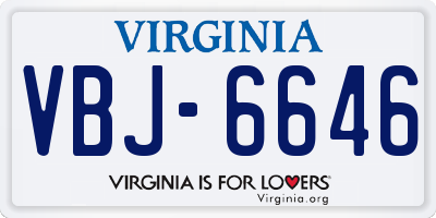 VA license plate VBJ6646