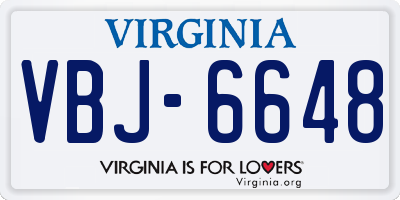 VA license plate VBJ6648