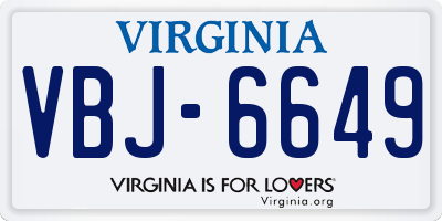VA license plate VBJ6649
