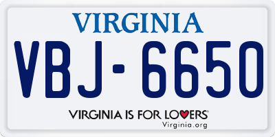 VA license plate VBJ6650