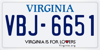 VA license plate VBJ6651